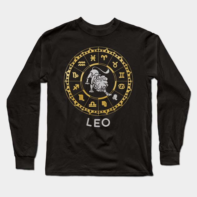 Leo Zodiac Circle Long Sleeve T-Shirt by Whimsical Frank